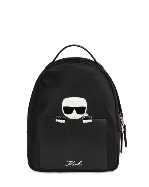 Karl Lagerfeld Small Karl Ikonik Nylon Backpack in Black | Lyst Canada