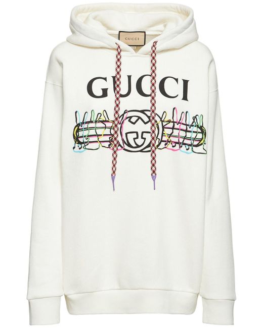 Gucci White Rabbit Logo Printed Sweatshirt Hoodie