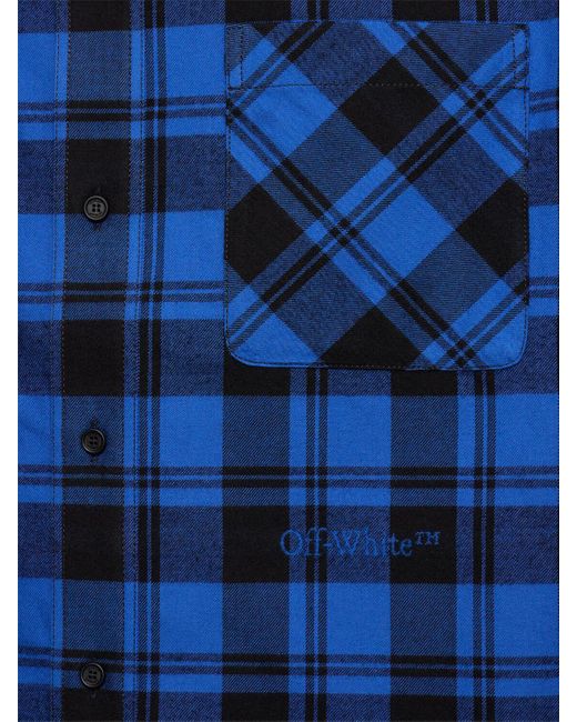 Chemise en flanelle de coton à carreaux Off-White c/o Virgil Abloh pour homme en coloris Blue