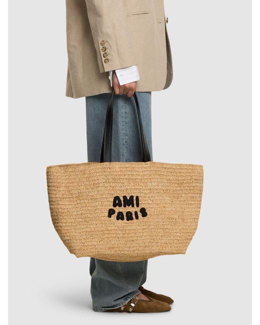Femme Sac Cabas En Raphia Unique AMI en coloris Natural