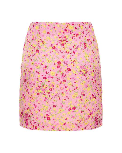 ROTATE BIRGER CHRISTENSEN Pink Floral Print Jacquard Mini Skirt
