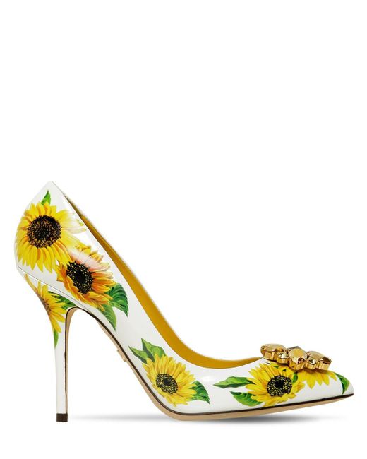 Dolce & Gabbana Yellow 90mm Embellished Sunflower Leather Pumps
