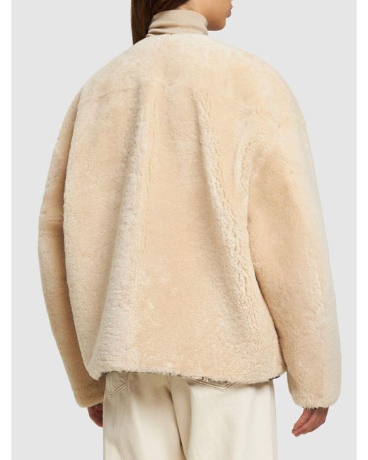 Totême Teddy Shearling Clasp Jacket in Natural | Lyst