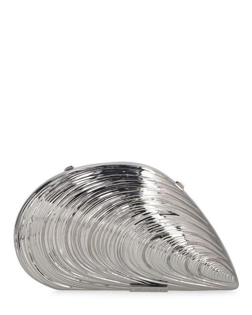 Jonathan Simkhai Gray Bridget Metal Oyster Shell Clutch