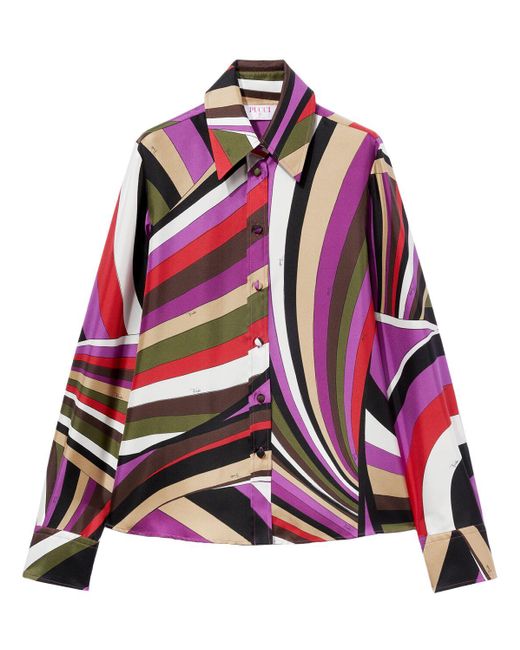 Emilio Pucci Pink Printed Silk Twill Shirt