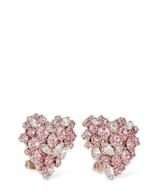 Magda Butrym Pink Crystal Heart Earrings