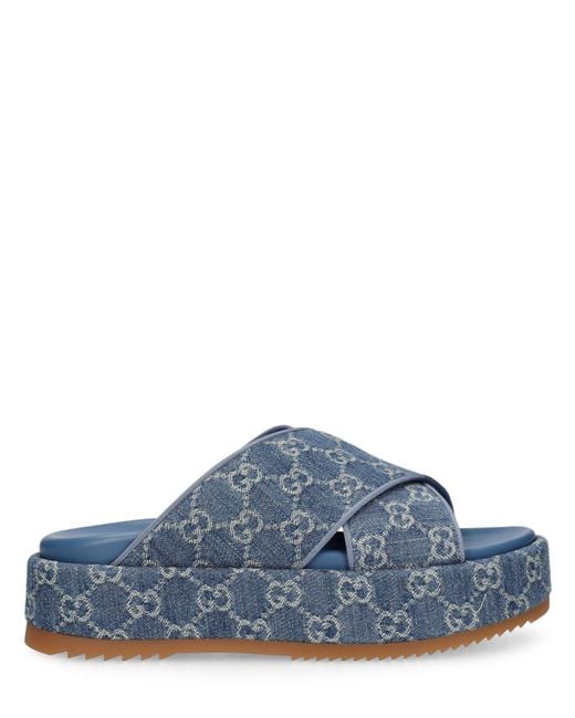 Gucci Blue GG Platform Slide Sandal