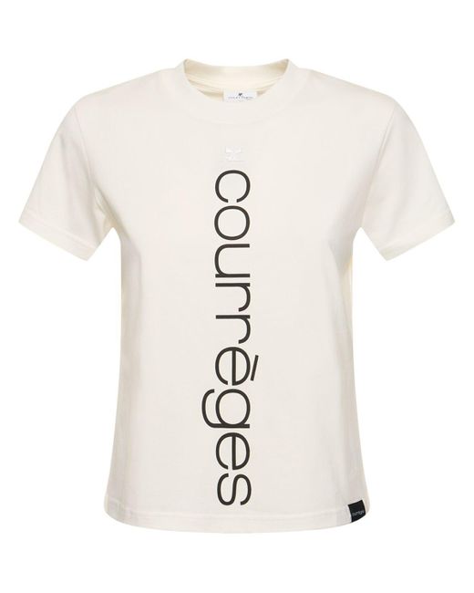 Courreges White T-shirt Aus Baumwolljersey Mit Logo