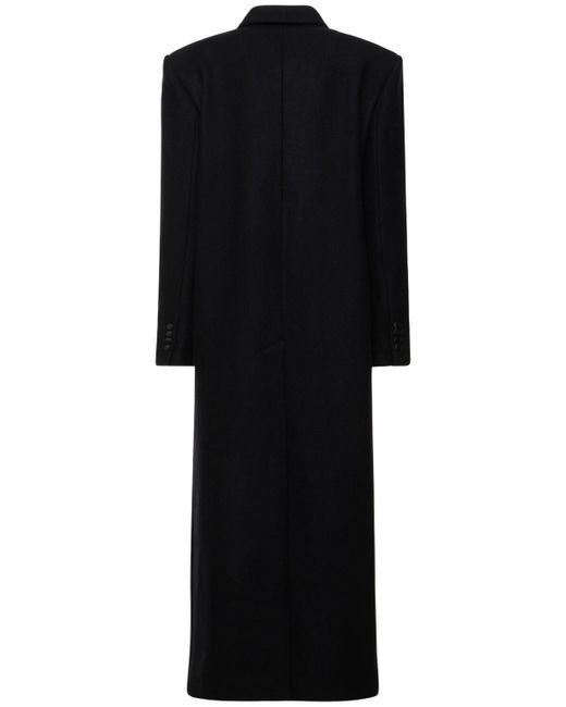 Magda Butrym Black Wool Twill Double Breasted Long Coat