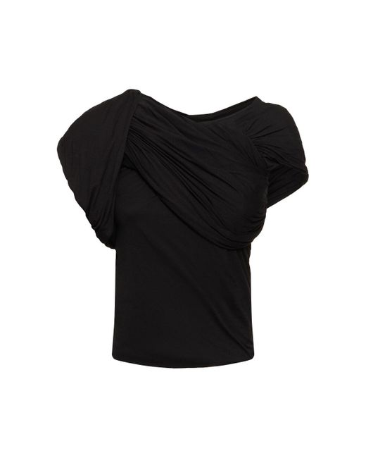 Rick Owens Black Draped Cotton Sleeveless Top