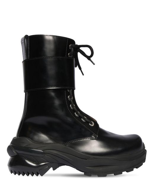 Maison Margiela 50mm Brushed Leather Combat Boots in Black for Men