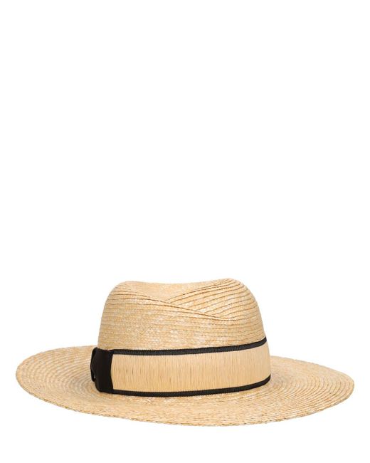 Sombrero de paja con lazo Borsalino de color Natural