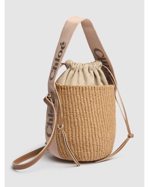 Chloé White Woody Raffia Bucket Bag