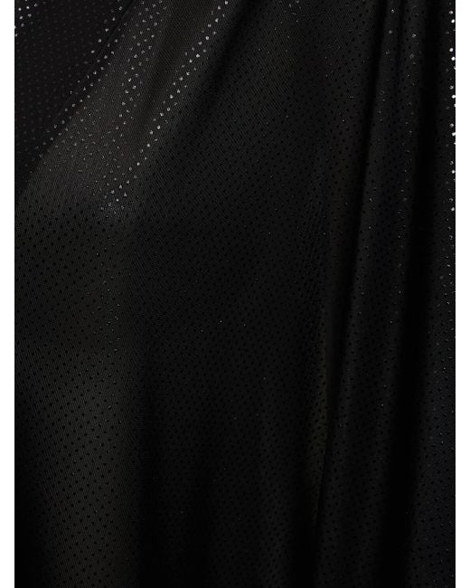 Balmain Black Shiny Jersey Long V-neck Kaftan Dress