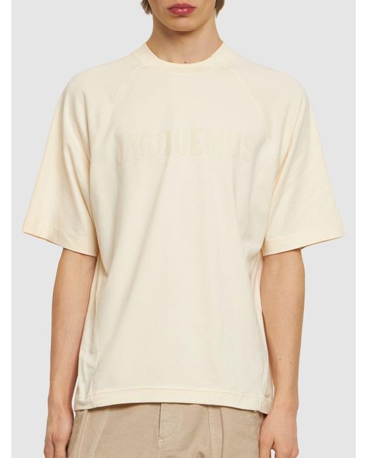 Jacquemus T-shirt Aus Baumwolle "le Tshirt Typo" in Natural für Herren