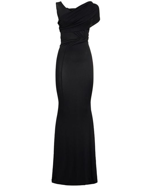 Rick Owens Sahara Sheer Viscose Blend Gown Black