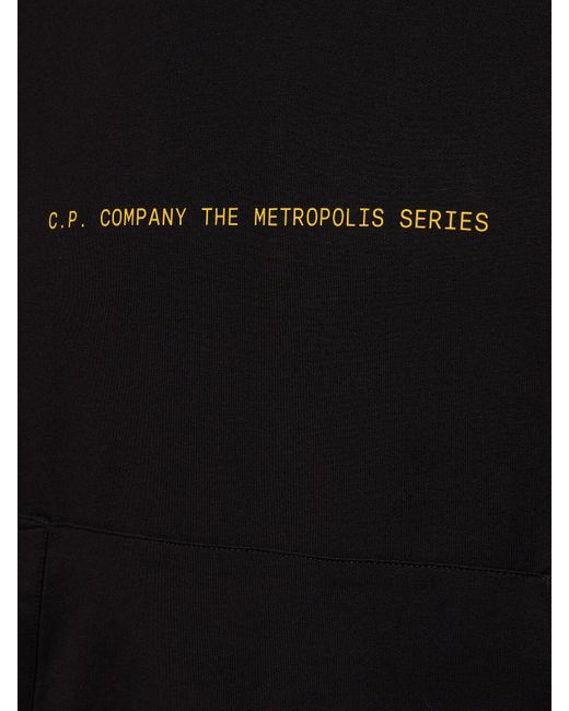 C P Company Black Metropolis Series Stretch Fleece Hoodie for men
