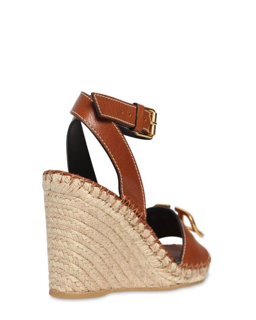 Valentino 120mm Vlogo Leather Wedges in Tan (Brown) - Lyst