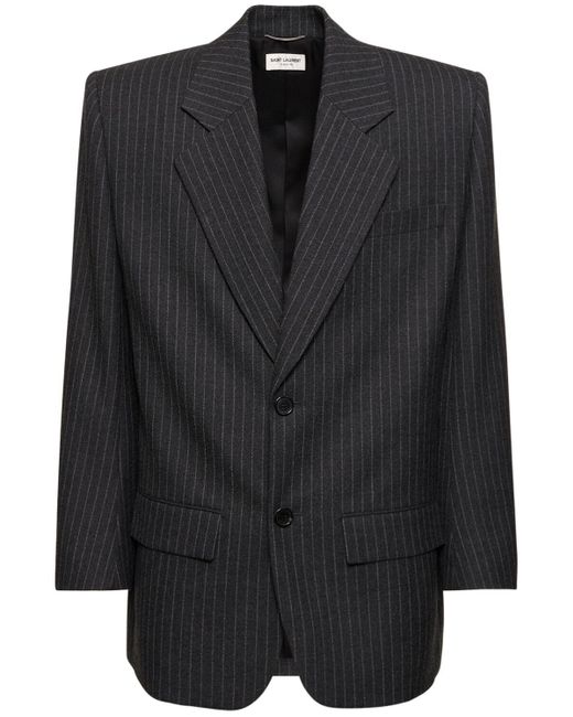 Saint Laurent Black Pinstriped Wool Jacket for men