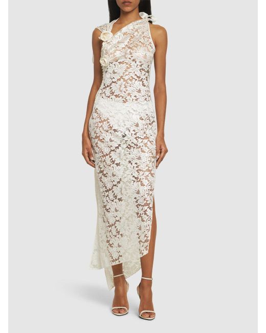 Coperni White Asymmetric Flower Gown