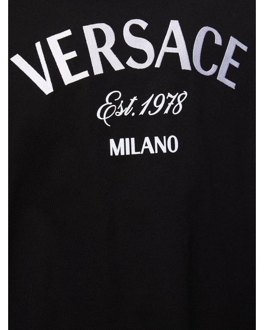 Camiseta de manga larga de algodón con logo Versace de hombre de color Black