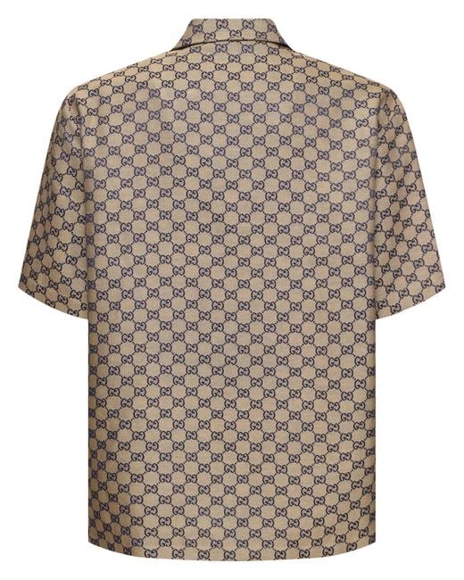 Gucci Brown gg Linen Blend Canvas Shirt for men