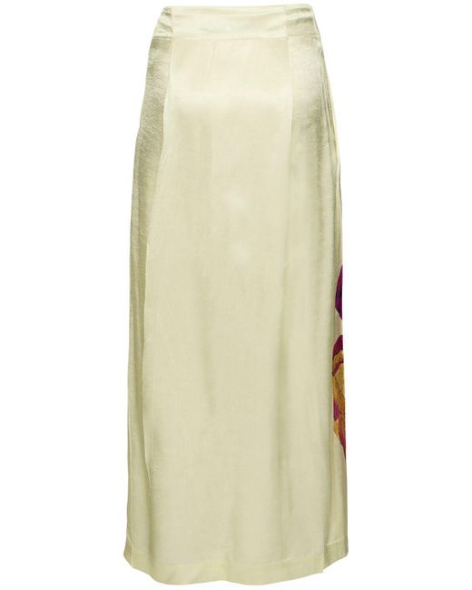 Issey Miyake White Damen Pressed Flora Long Skirt