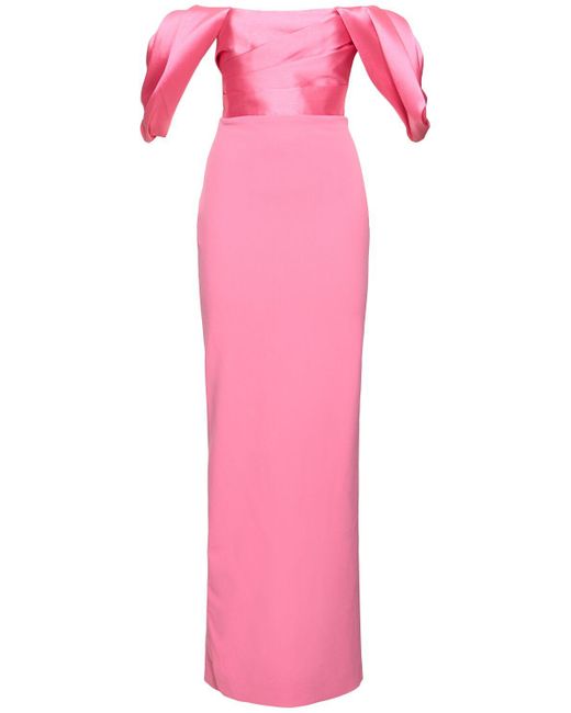 Solace London Sian クレープニット&ツイルロングドレス Pink