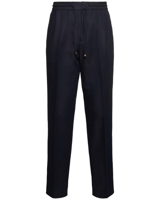 Brunello Cucinelli Hose Aus Baumwolle Und Leinen in Blue für Herren