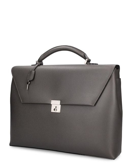 Valextra Black Avietta Leather Briefcase for men
