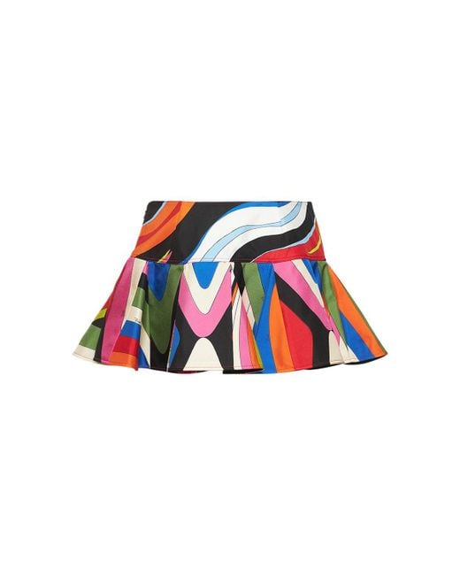 Emilio Pucci White Minirock Aus Seidenkrepp Mit Rüschen