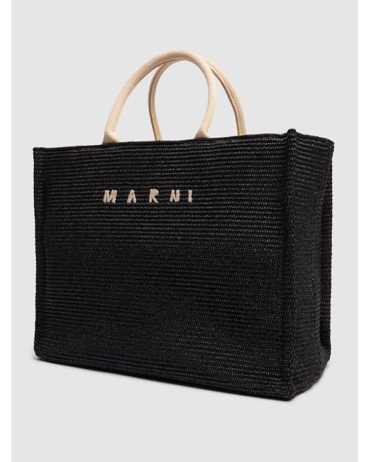 Marni Herren Medium Logo Raffia Effect Tote Bag in Black für Herren