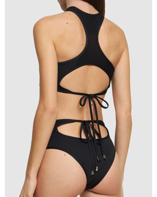 The Attico Black Jersey Halter Neck Cutout Bikini Set