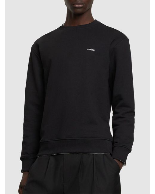 Valentino Sweatshirt Aus Baumwolle Mit Logo in Black für Herren