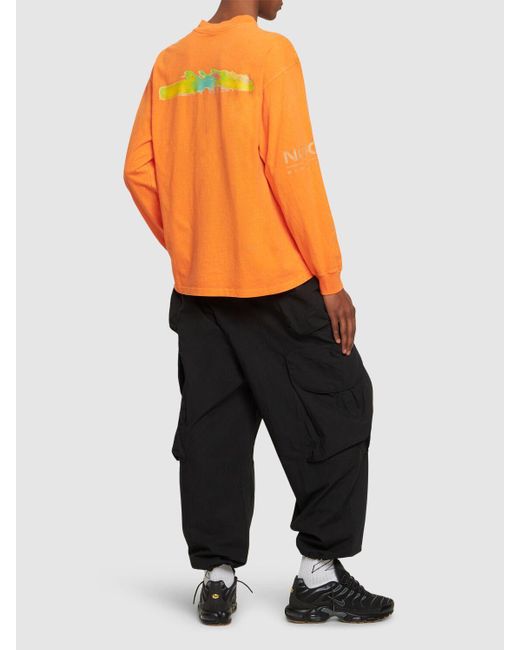 Nike Orange Nocta Printed Cotton Long Sleeve T-shirt for men