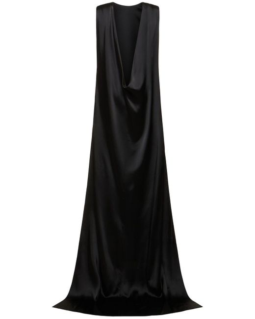 Vestido largo de satén espalda abierta Ann Demeulemeester de color Black