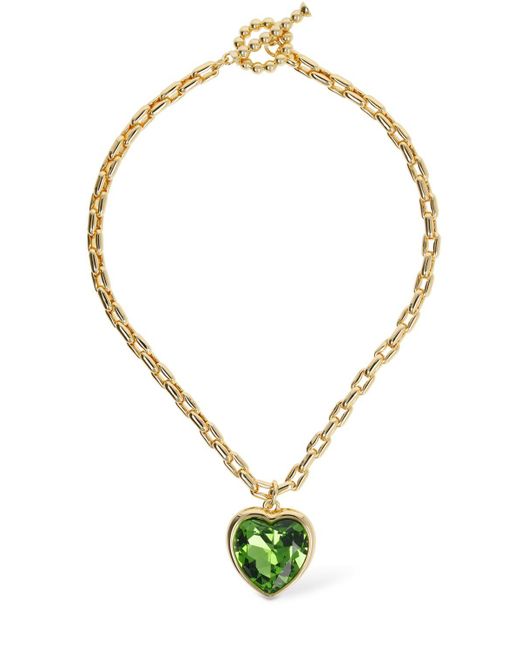 Timeless Pearly Metallic Green Heart Chain Necklace