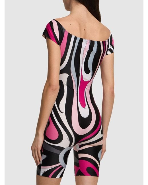 Emilio Pucci Multicolor Marmo Off-Shoulder Romper