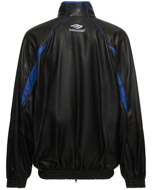 Balenciaga Black Leather Track Jacket for men