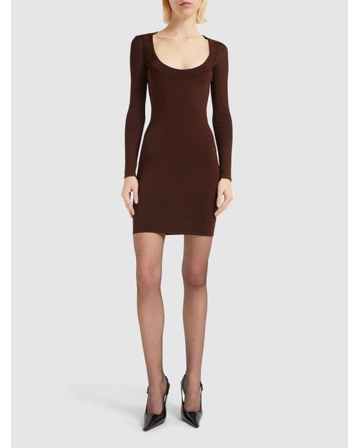 Vestido corto de viscosa Saint Laurent de color Brown