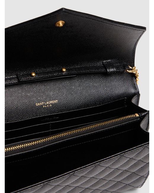 Saint Laurent Black Brieftasche Aus Gestepptem Leder Mit Monogramm