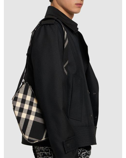Burberry Black Small Maderia Check Shield Shoulder Bag for men