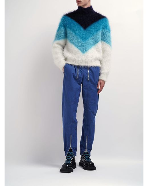 Bottega Veneta Blue Chevron Wool Blend Sweater for men