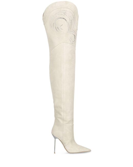 Paris Texas White 105Mm Holly Paloma Thigh-High Boots