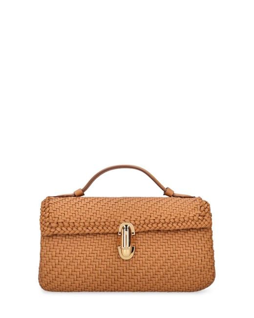 SAVETTE Brown The Symmetry Woven Leather Bag