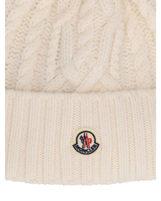 Moncler Natural Cable-knit Wool And Cashmere Beanie