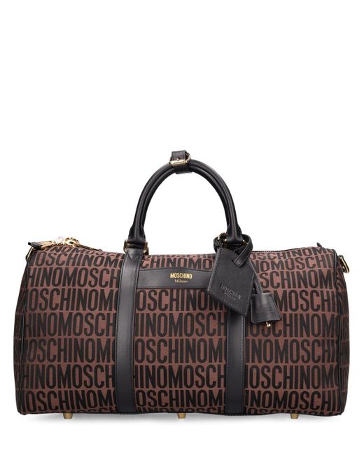 Moschino Logo Nylon Jacquard Duffle Bag in Brown for Men Lyst