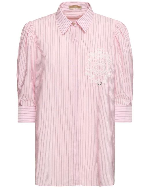 Camisa de popelina a rayas Elie Saab de color Pink