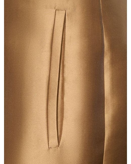 Pantaloni larghi vita alta in misto seta mikado di Alberta Ferretti in Natural