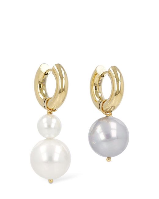 Timeless Pearly White Asymmetrische Ohrringe Mit Perle
